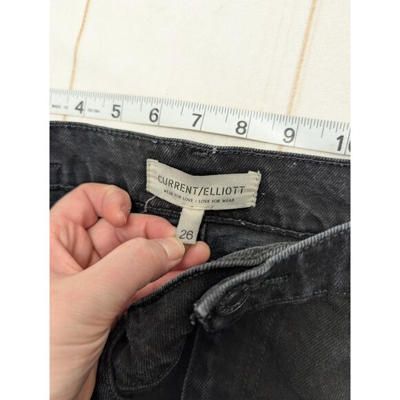 Current/Elliot black onyx boyfriend jeans ripped knees straight - Picture 6 of 10